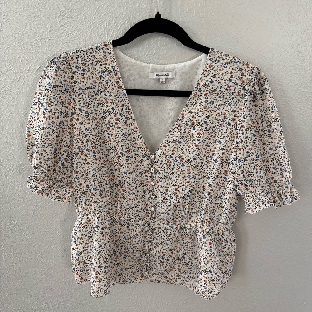 Madewell Floral V-Neck Blouse